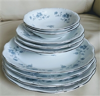 Johann Haviland Blue Garland plates platinum rim