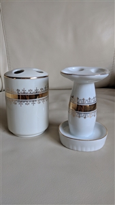 Japanese porcelain set of two toothbrush holders