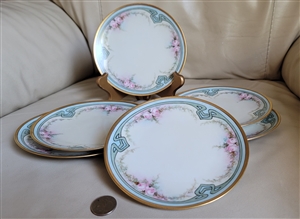 Hand painted Art Neveau geometric floral plates