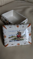 DELFT porcelain sign WINDMILL trinket storage box Holland collectible porcelain