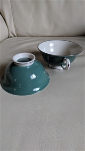 HOPE CHEST olive green cream porcelain tea cups