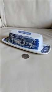 Staffordshire Liberty Blue covered butter dish