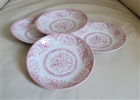 Woods and Sons porcelain saucers set rose pattern