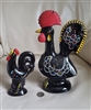 Black porcelain set of roosters from Japan