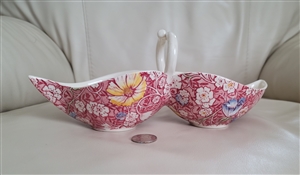 Cosmos pattern Vernon Kilns double leaf dish