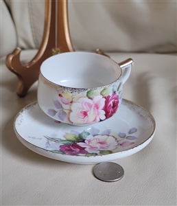 June Rose eggshell Japanese teacup and saucer set