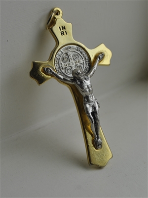 Pectoral crucifix with St Benedict's medal.