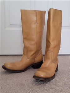 Boho western honey leather below knee boots sz 8