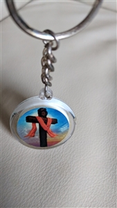 Clear plastic religious key chain Cross Jesus