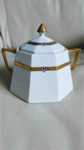 Art Deco Octagonal NIPPON sugar bowl gold accent