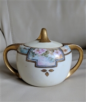 Antique gold embossed floral decor sugar bowl