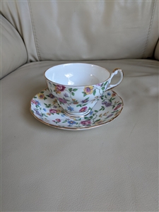 Floral decor teacup saucer set Regency English