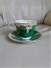 Green geometric decor teacup saucer set AYNSLEY
