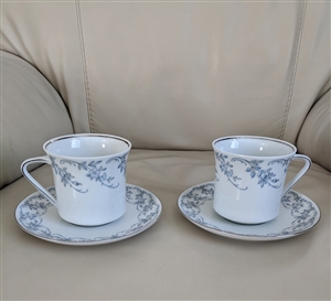 Johann Haviland floral white blue teacup saucer