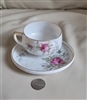 Vintage eggshell Japanese porcelain teacup and saucer, Dresden Rose design.