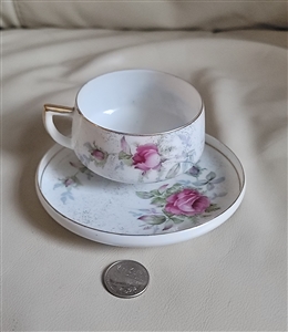 Dresden Rose eggshell Japanese teacup and saucer