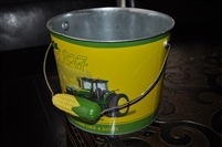 Deere John tractor tin bucket corn plastic vintage