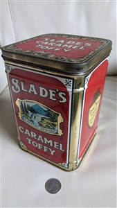 Caramel Toffy Slades large lidded tin 1950