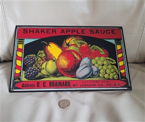 Shaker apple sauce porcelain metal advertising