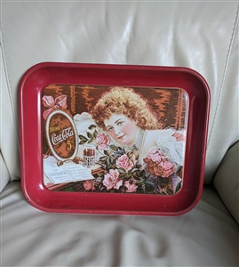 Coca-Cola 75th Anniversary tin metal tray number 7005 The Girl with Roses Hilda Clark 1975