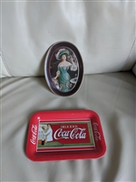 Coca Cola and Pepsi Cola vintage tin metal trays