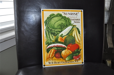 Metal sign in porcelain enamel steel "Sunrise" Collection of Vegetable Seeds