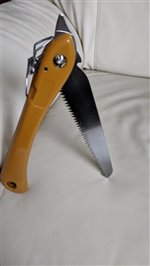 Pruning folding hand saw with brown plastic handle gardening tool collectible