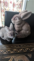 Flocked bunny rabbit toy and money bank