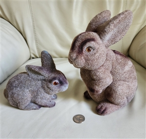 Flocked bunny rabbit toy and money bank