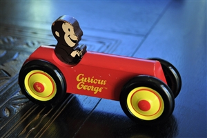 Curious George wooden car with moving wheels