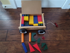 Radio Flyer wagon pull toy wooden blocks