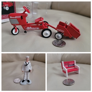 Murray tractor diecast and Coca Cola ornaments