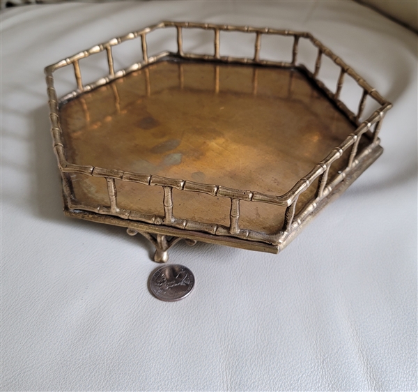 Brass serving tray bamboo rim design tole tray