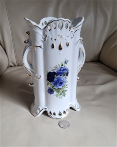 Blue Victorian Rose Baum Brothers Vase England