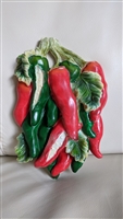 Vintage red and green peppers wall decor sculpture