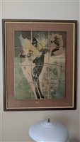 Lou Zansky RARE tile mosaic On the slopes skier 70