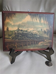 preowned vintage southern pacific wood plaque