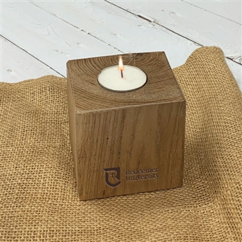 SA1051- Wood Block Tealight Holder