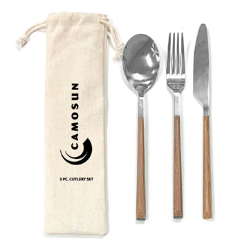 SA264 - Faux Woodgrain 18/8 Cutlery Set in Pouch