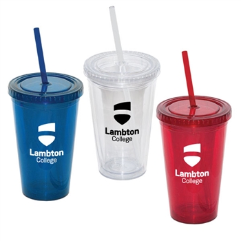 SD4013 - Double Walled Tumbler with Straw - 17 oz.