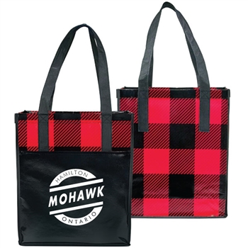 Buffalo Plaid Laminated Grocery Tote