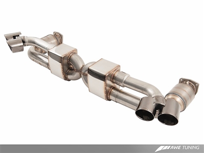 AWE Tuning Porsche 991 Turbo Performance Exhaust and High-Flow Cat Sections - For Use With OE Tips