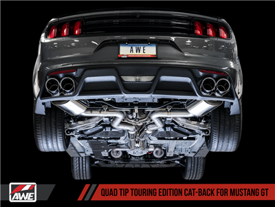 AWE Touring Edition Cat-back Exhaust for 15-17 S550 Mustang GT - Quad Outlet - Chrome Silver Tips (MPC Valance)