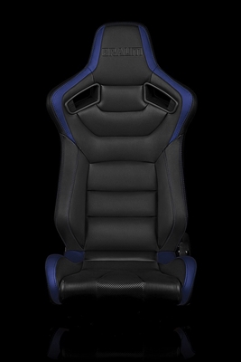 Braum Elite Series Sport Seats - Black and Blue Leatherette