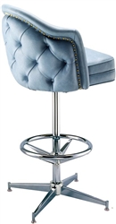 Studded Tufted Wing Pedestal Stool