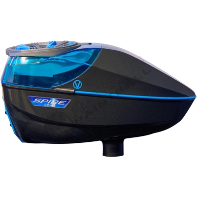 Virtue Paintball Spire 260 Electronic Loader - Gloss Graphite/Cyan w/ Crown 2.5