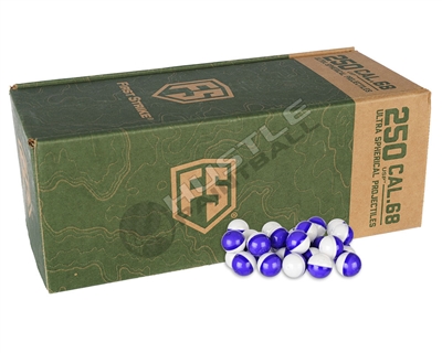 250 First Strike Paintballs (Ultra-Sphere Projectiles) - Purple/Clear Shell - White Fill