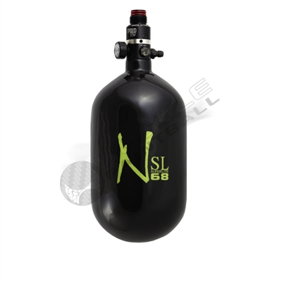 Ninja Paintball 68 cu 4500 psi ''SL'' Carbon Fiber HPA Tank - Super Light - Black w/ Lime Logo