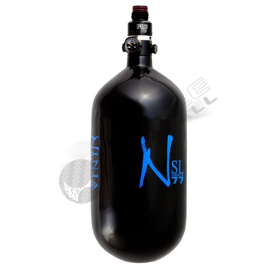 Ninja Paintball 77 cu 4500 psi ''SL'' Carbon Fiber HPA Tank - Super Light - Black w/ Blue Logo