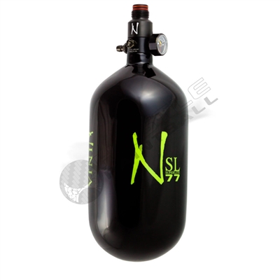 Ninja Paintball 77 cu 4500 psi ''SL'' Carbon Fiber HPA Tank - Super Light - Black w/ Lime Logo